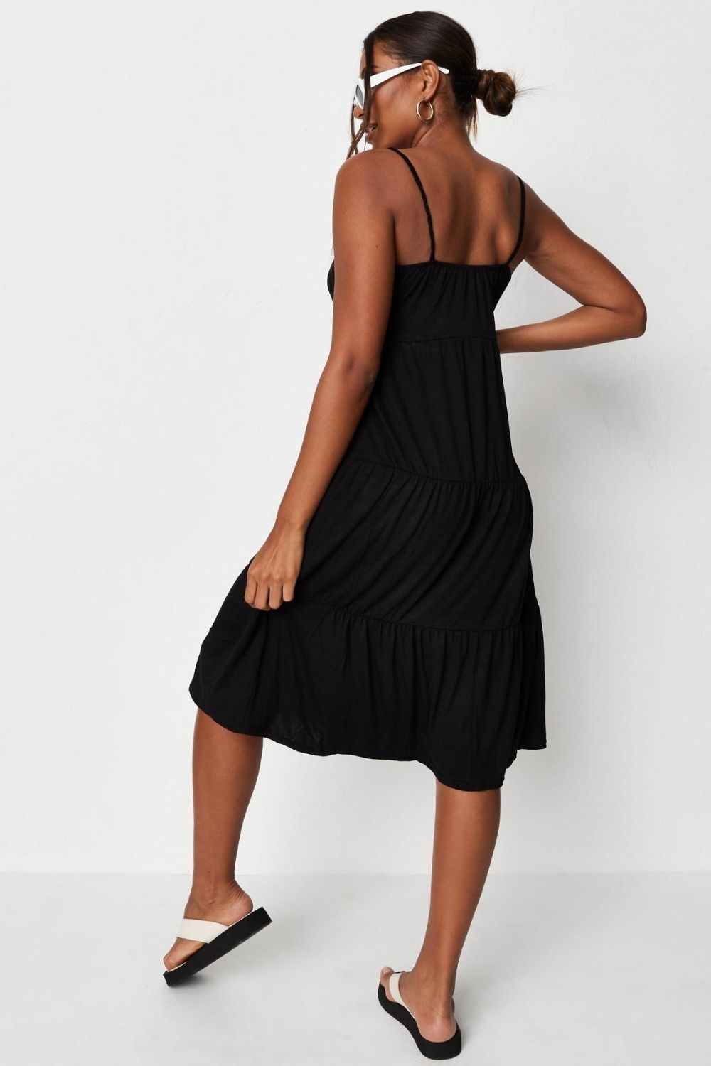 Black solid Midi Dress