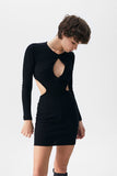 Body Fit Black Short Cut-Out Open Back Dress