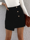 Button Front Asymmetrical Skirt