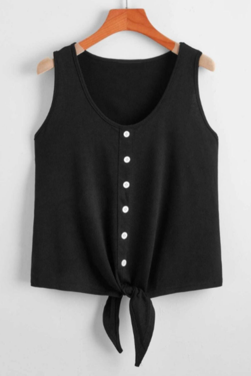 Button Front Knotted Tank Top