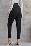 Button Front Solid Trousers