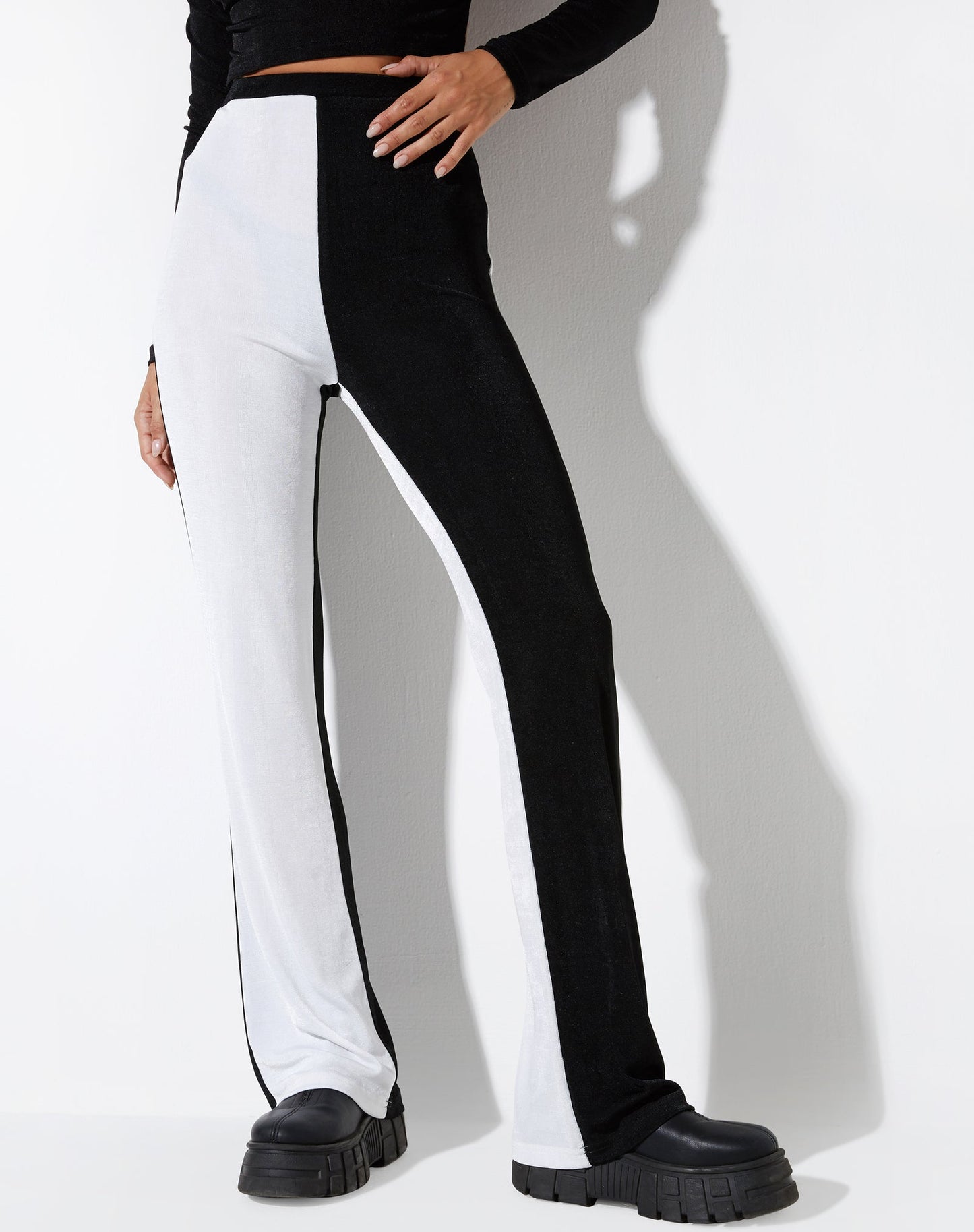 Color Block Trouser In Lycra Black & White