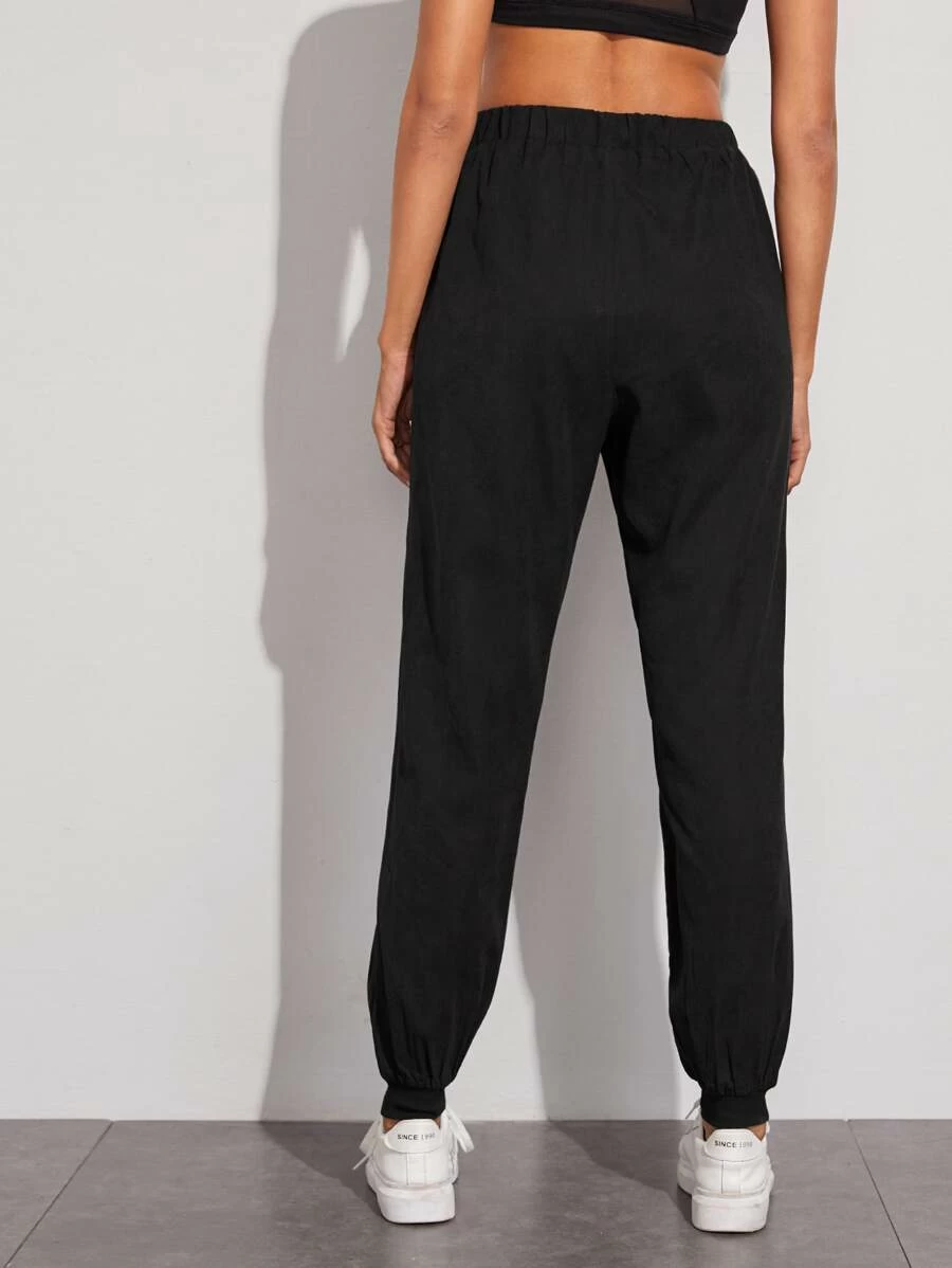 Contrast Binding Elastic Waist Sweatpants - Main Image