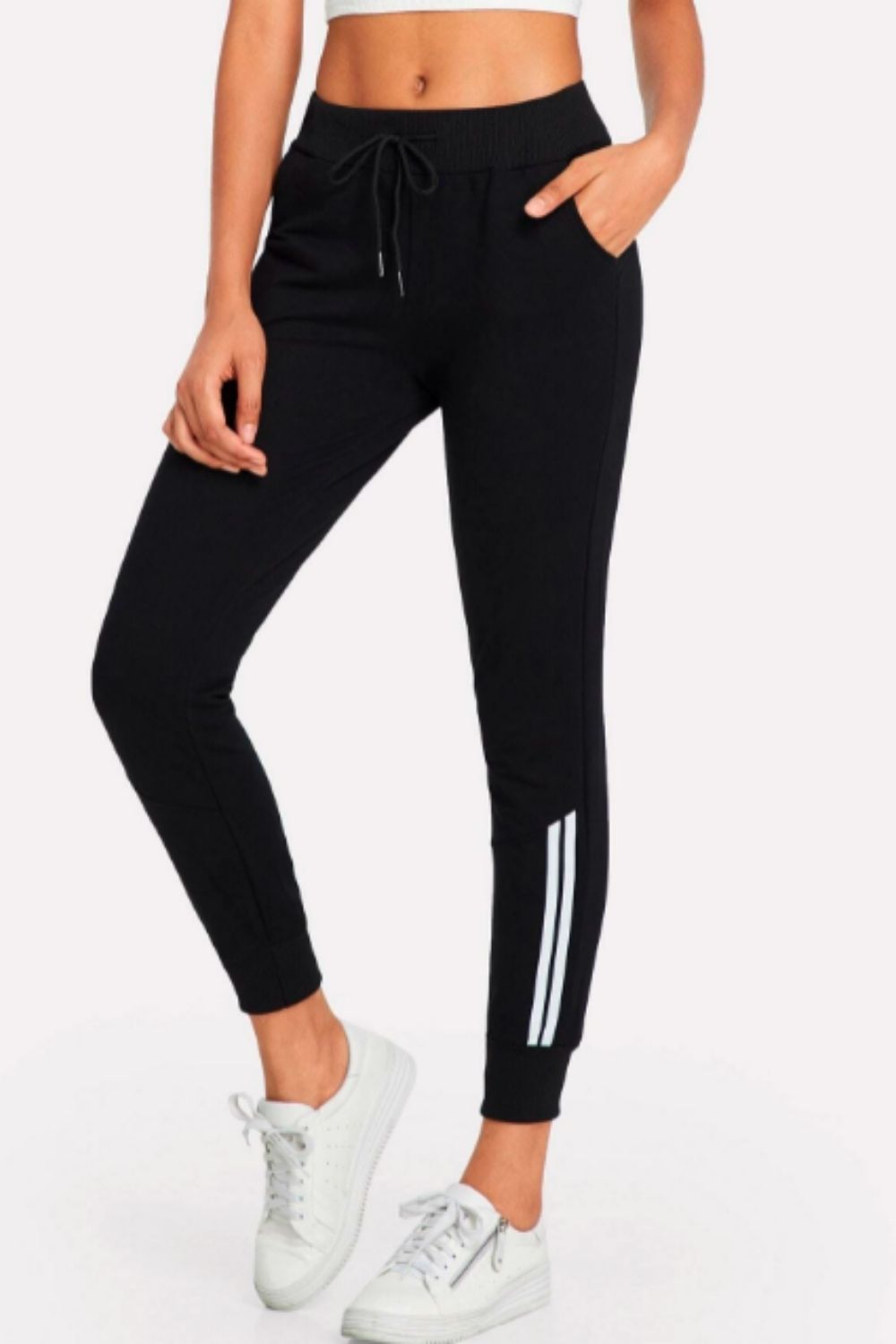 Contrast Striped Drawstring Waist Trousers
