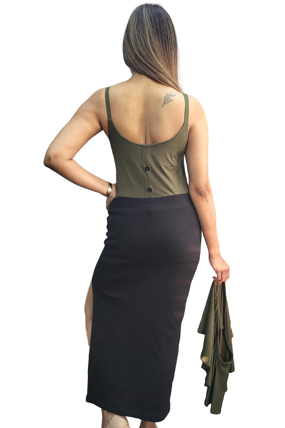 Olive Green Transformable Off Shoulder Cami Top