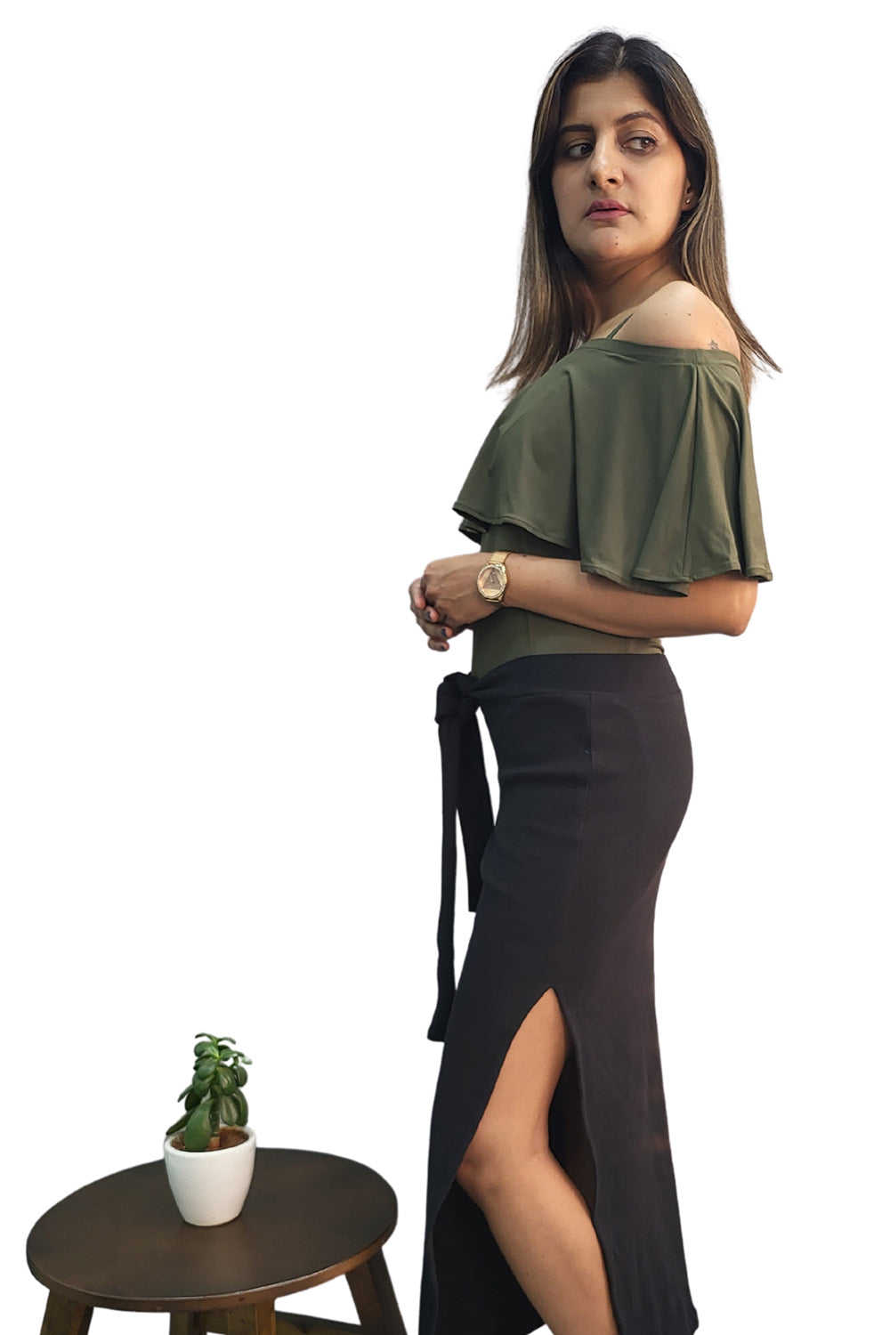 Olive Green Transformable Off Shoulder Cami Top