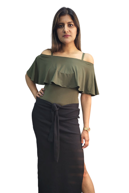 Olive Green Transformable Off Shoulder Cami Top