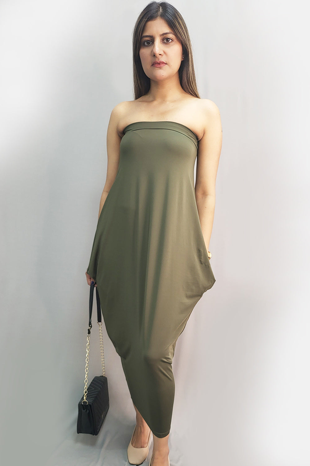 Olive Green Transformable Tube Dress