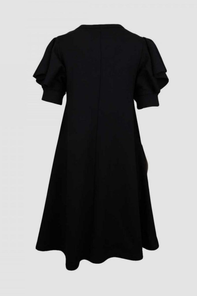 Detailed Sleeve Black Dress