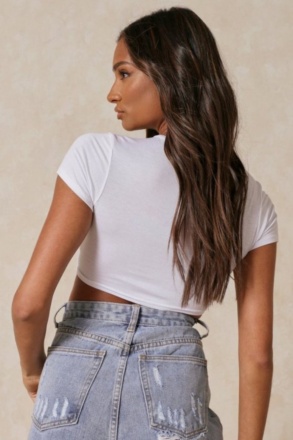 Drawstring Detail At Centre Front Crop Top In White