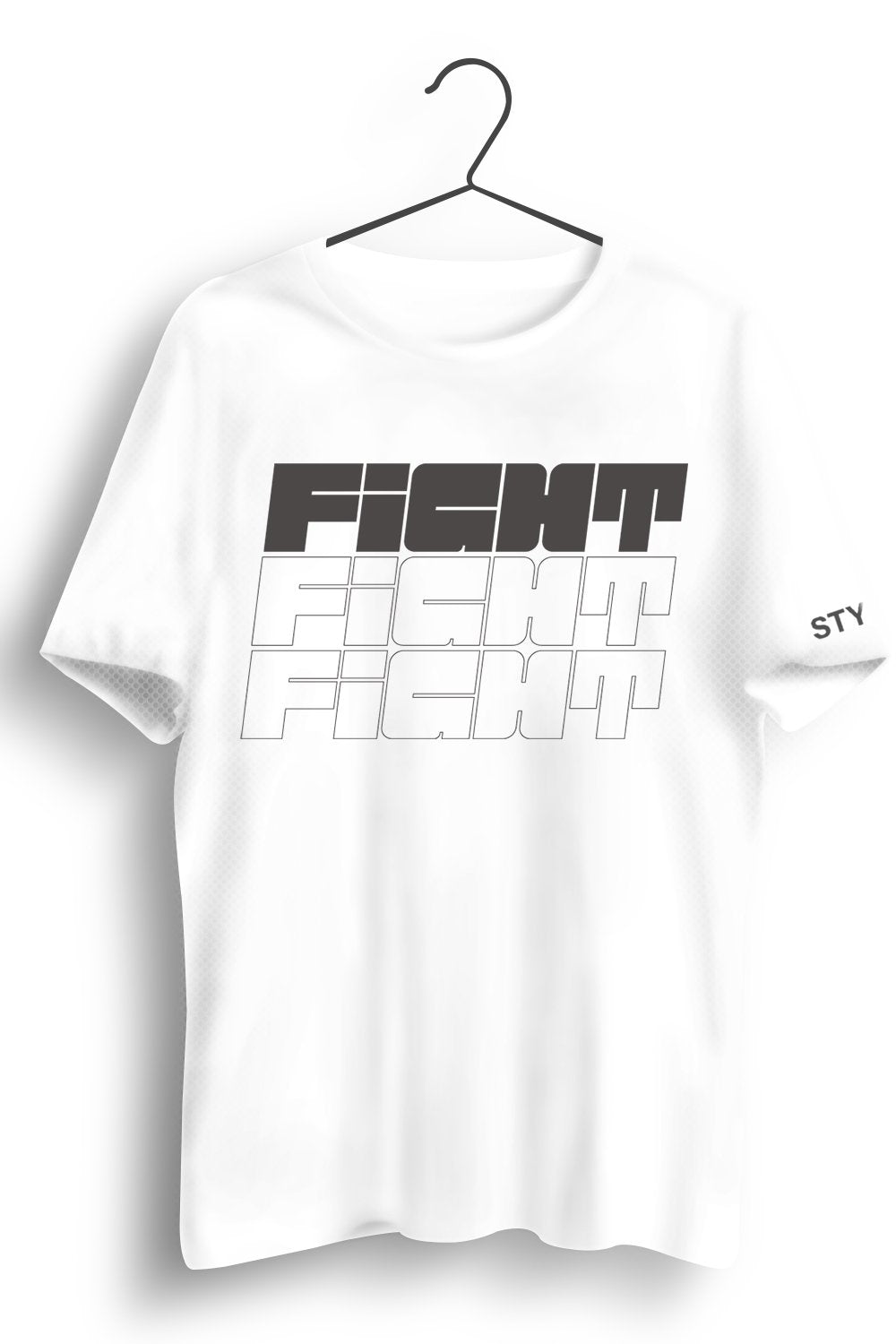 Fight Printed White Dry Fit Tee