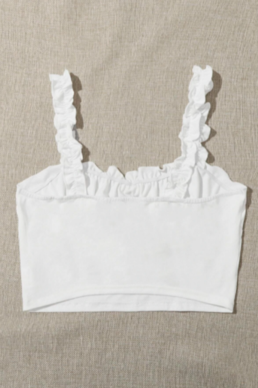 Frilled Strap Ruched Bust Crop Top