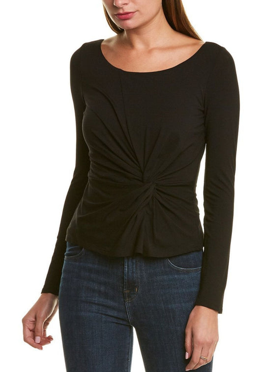 Front Twisted Full Sleeve Black Top