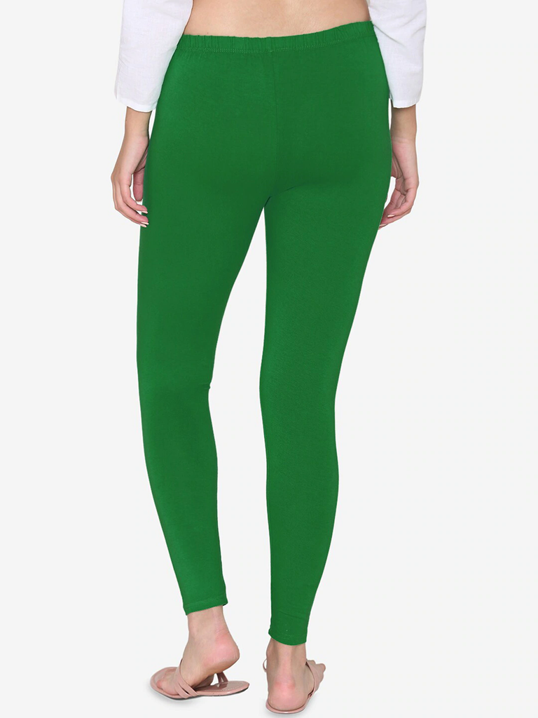 Green solid leggings
