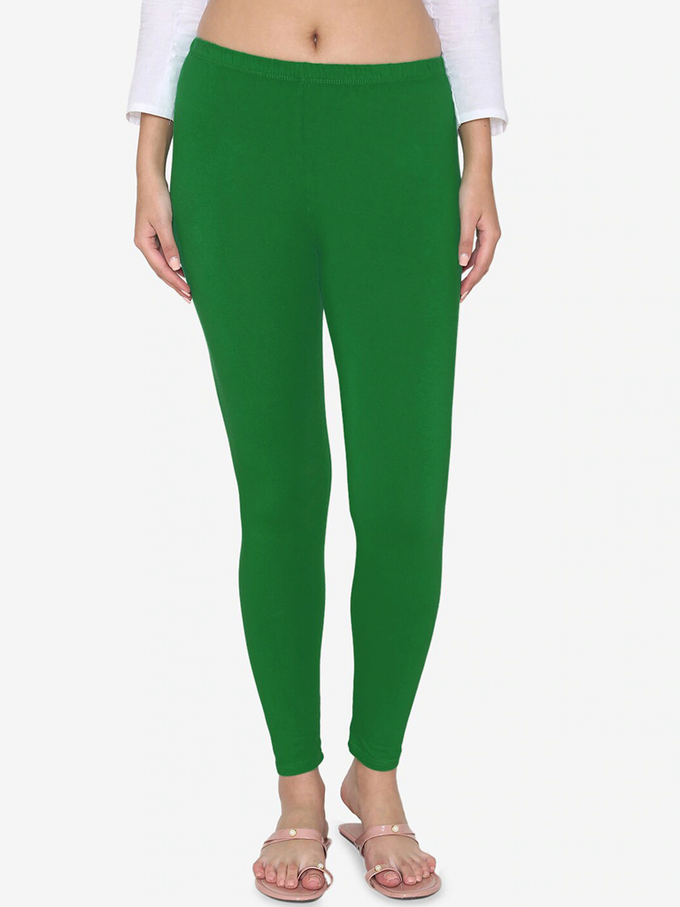 Green solid leggings