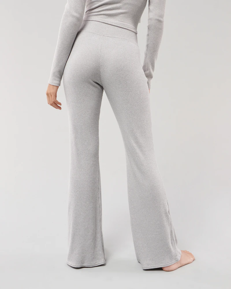 Grey High-Rise Wrap Flare Pants