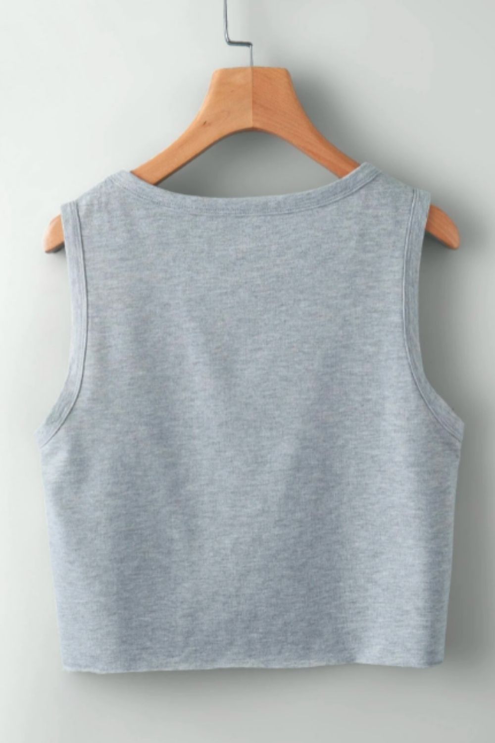 Grey Letter Graphic Crop Tank Top