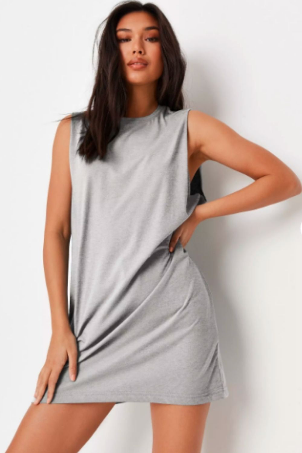 Grey Basic Sleeveless Mini Dress