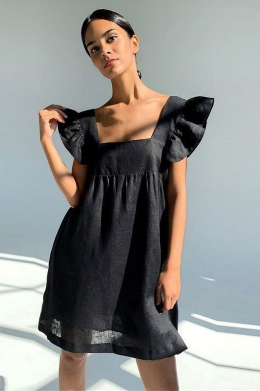 Guess Black Square Neck Mini Dress