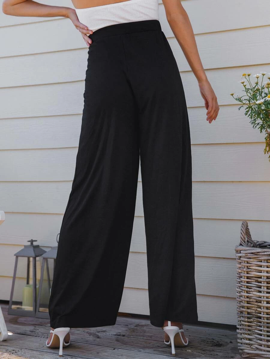 High-Rise Front Slit Wide-Leg Pants – Styched Fashion