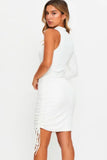 High Neck One Shoulder Rouched Bodycon