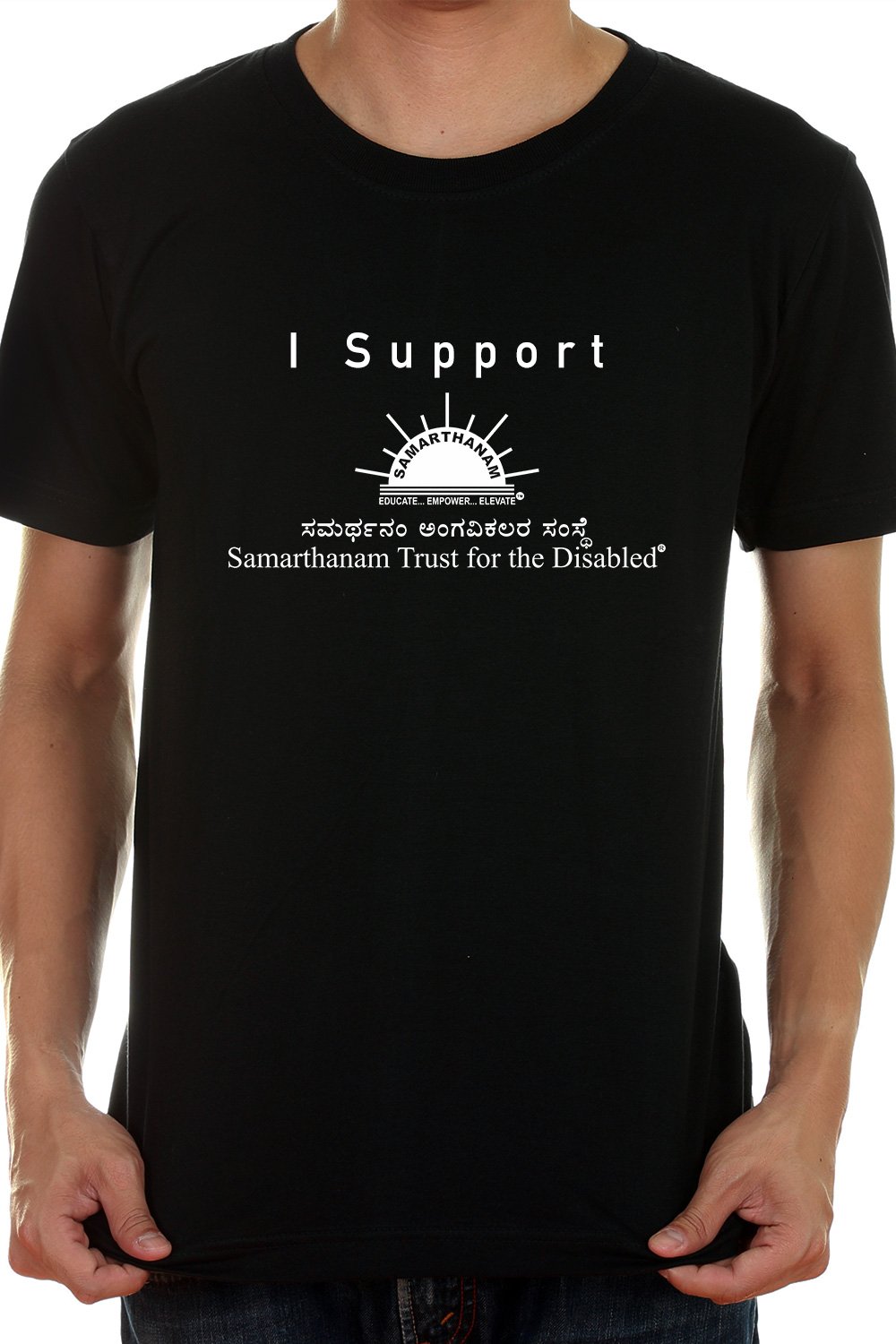 I Support Samarthanam Black Tshirt