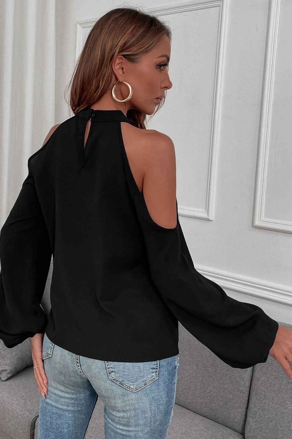 Keeping Up Black Cold Shoulder Top – Styched Fashion