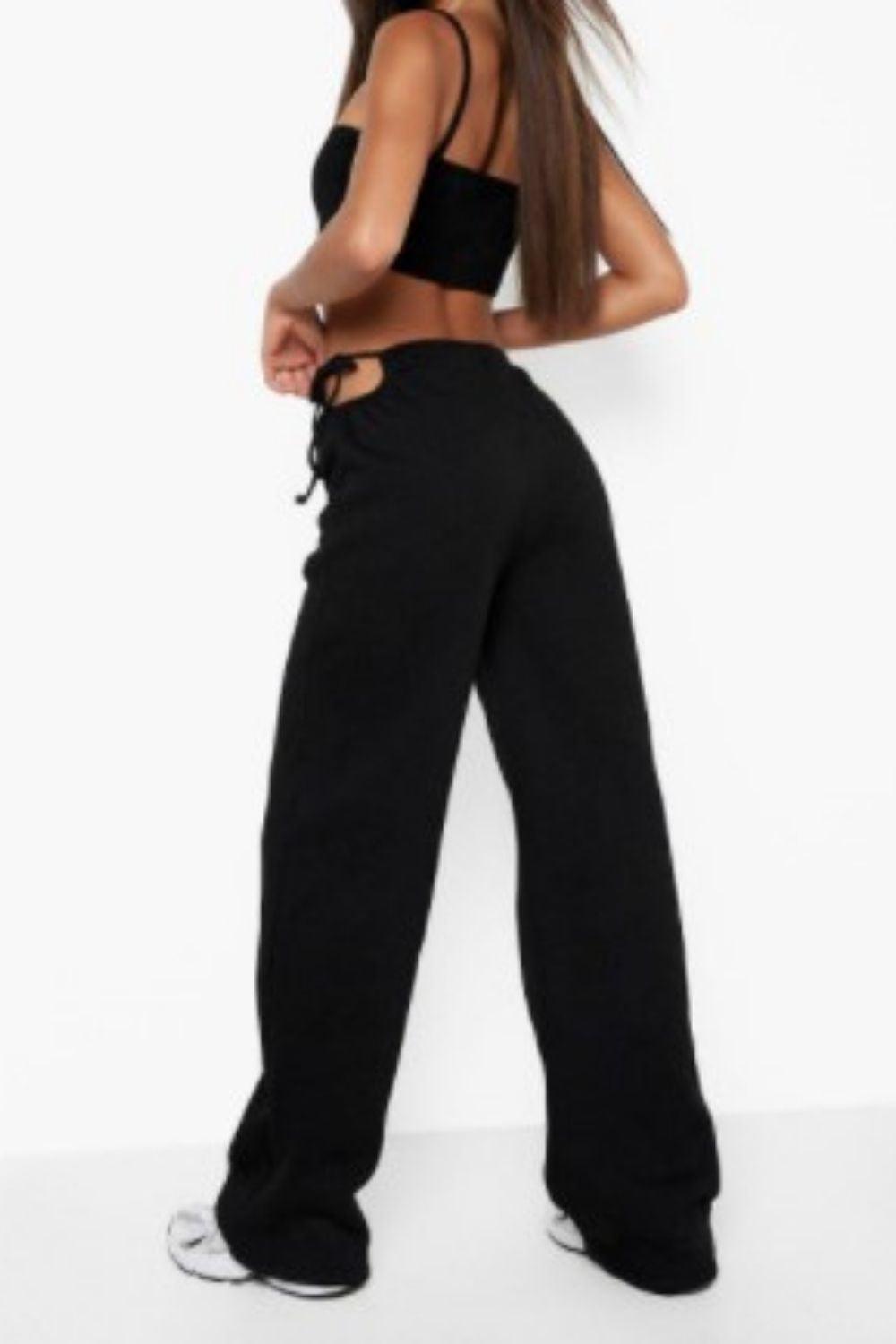 Knitted 2-Sided Tie-Up Lace Trouser