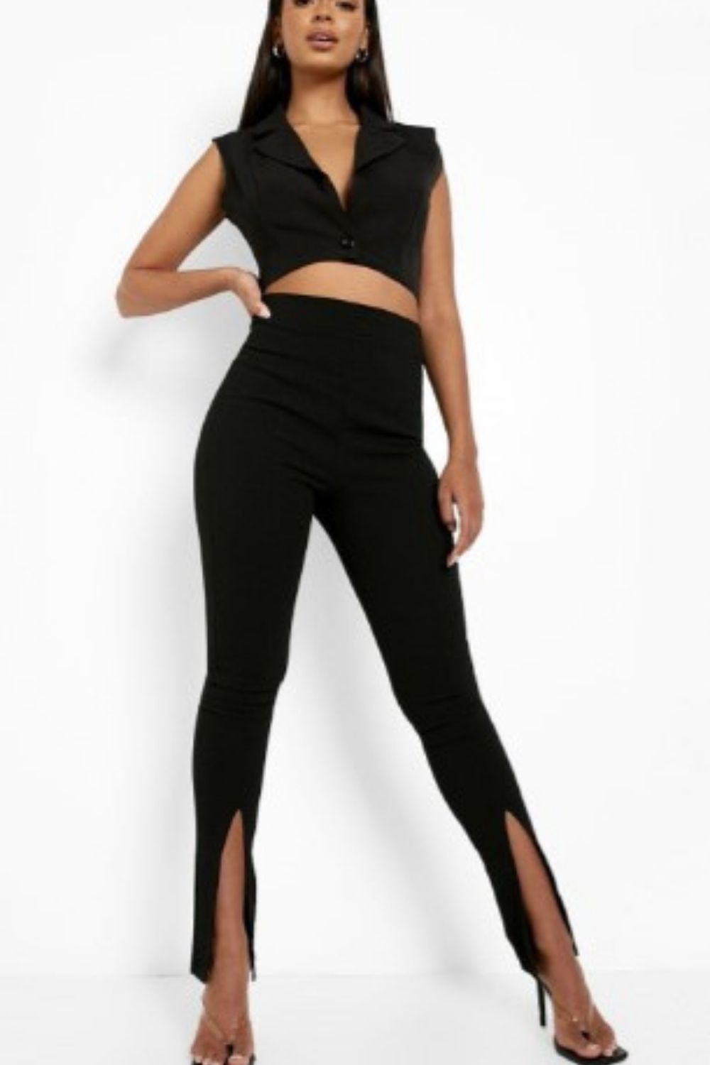Knitted Slit Body Fit Pant