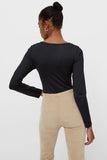 Knitted Stretch Button Full Sleeve Top
