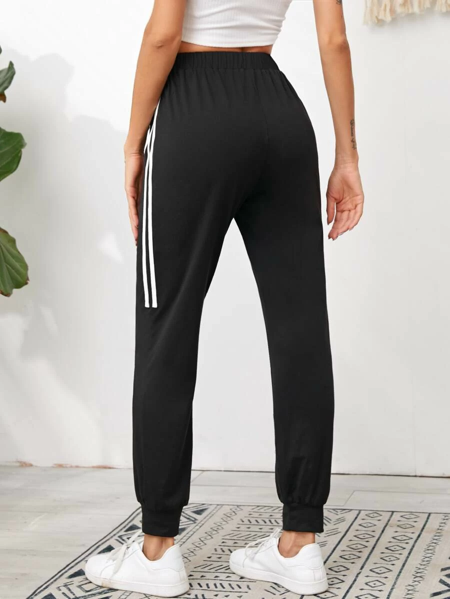 Knot Elastic Waist Striped Side Joggers – Styched Fashion