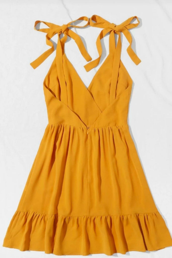 Knotted Strap Dress Yellow