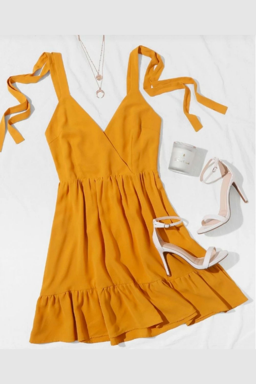 Knotted Strap Dress Yellow