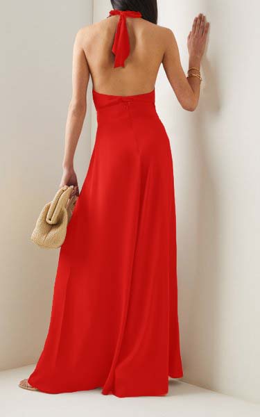 Laudable Red Wide Leg Pants With Halter Neck Top