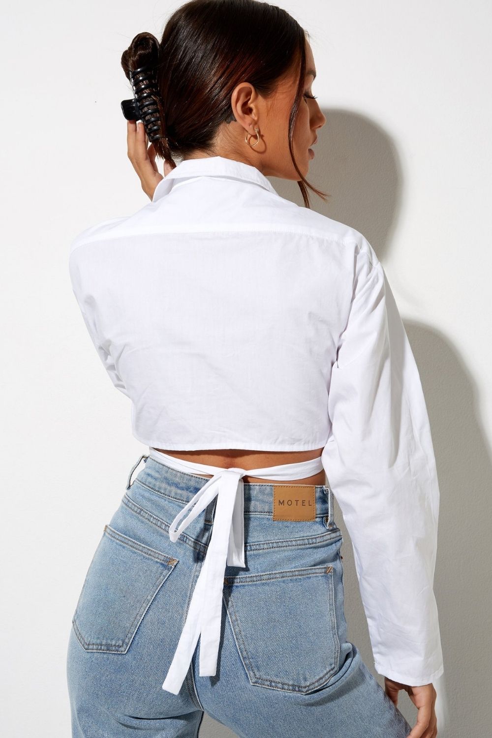 Let It Be White Cropped Shirt