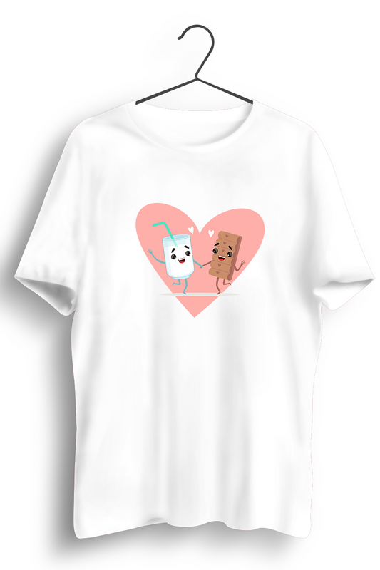 Milk And Cookie Graphic Printed White Tshirt