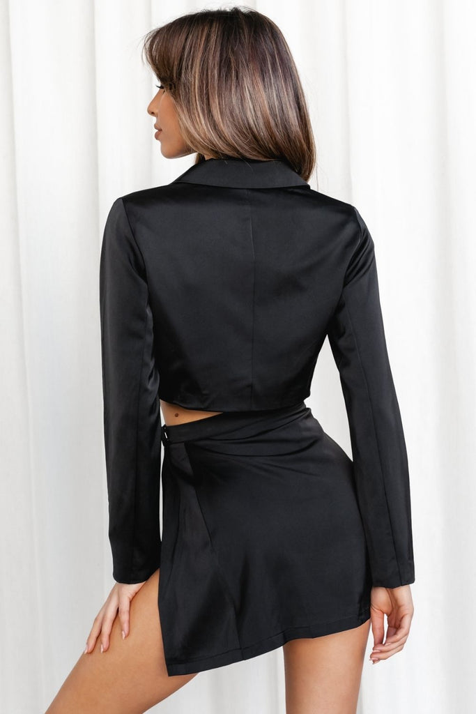 Mini Black Satin Skirt