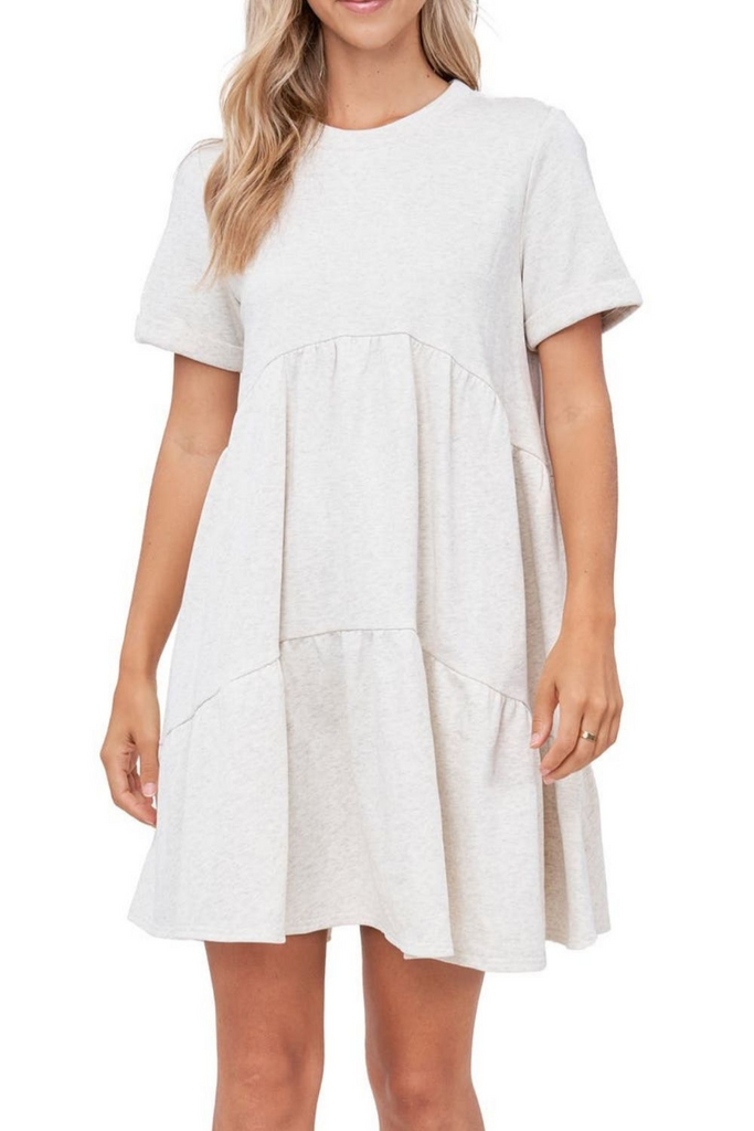 Not Regular White Short Sleeve Dress
