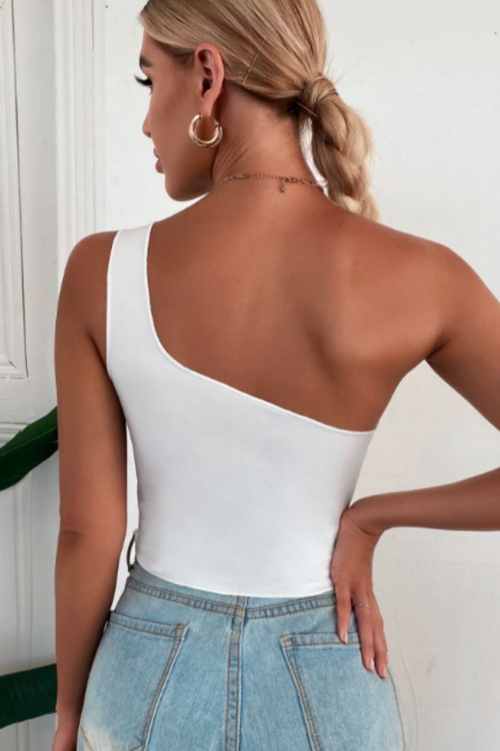 One Shoulder Crop Skinny Top – Styched Fashion