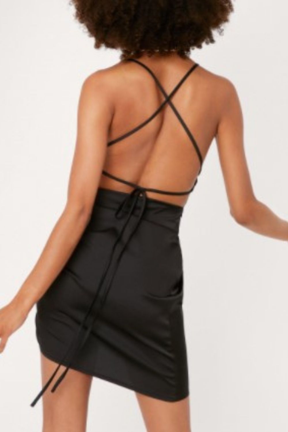 One Side Ruched Backless Dress