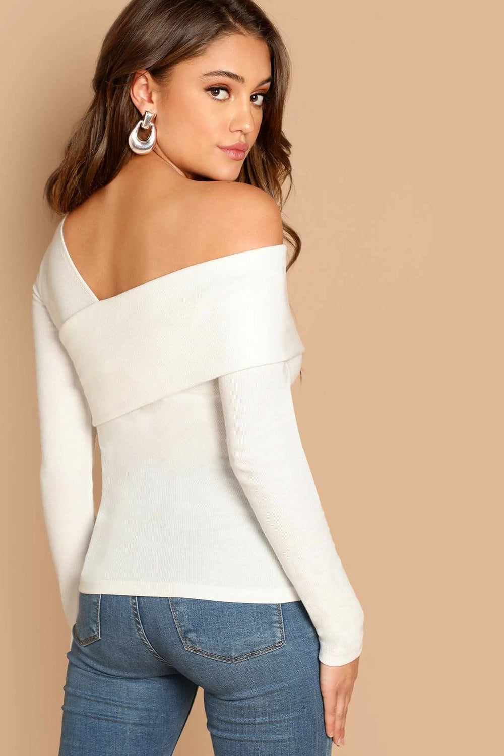 One Shoulder White Top