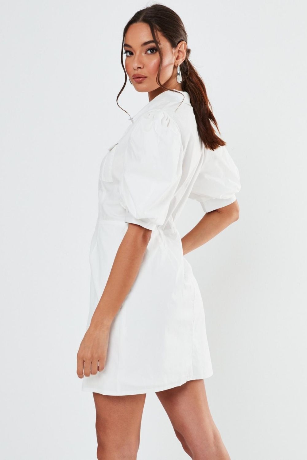 Pocket Details In The Front White Mini Dress