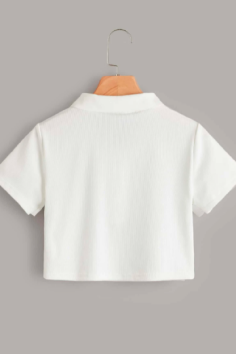 Solid Polo Ribbed Crop Top