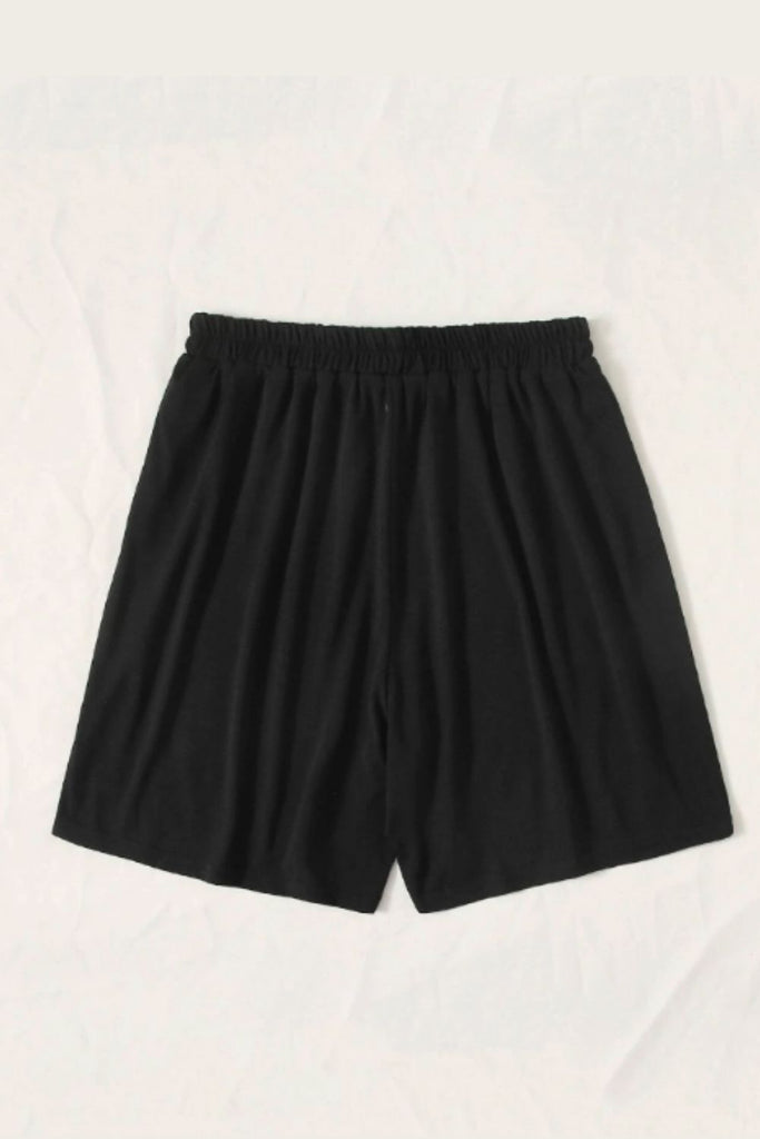Printed Elastic Shorts Black