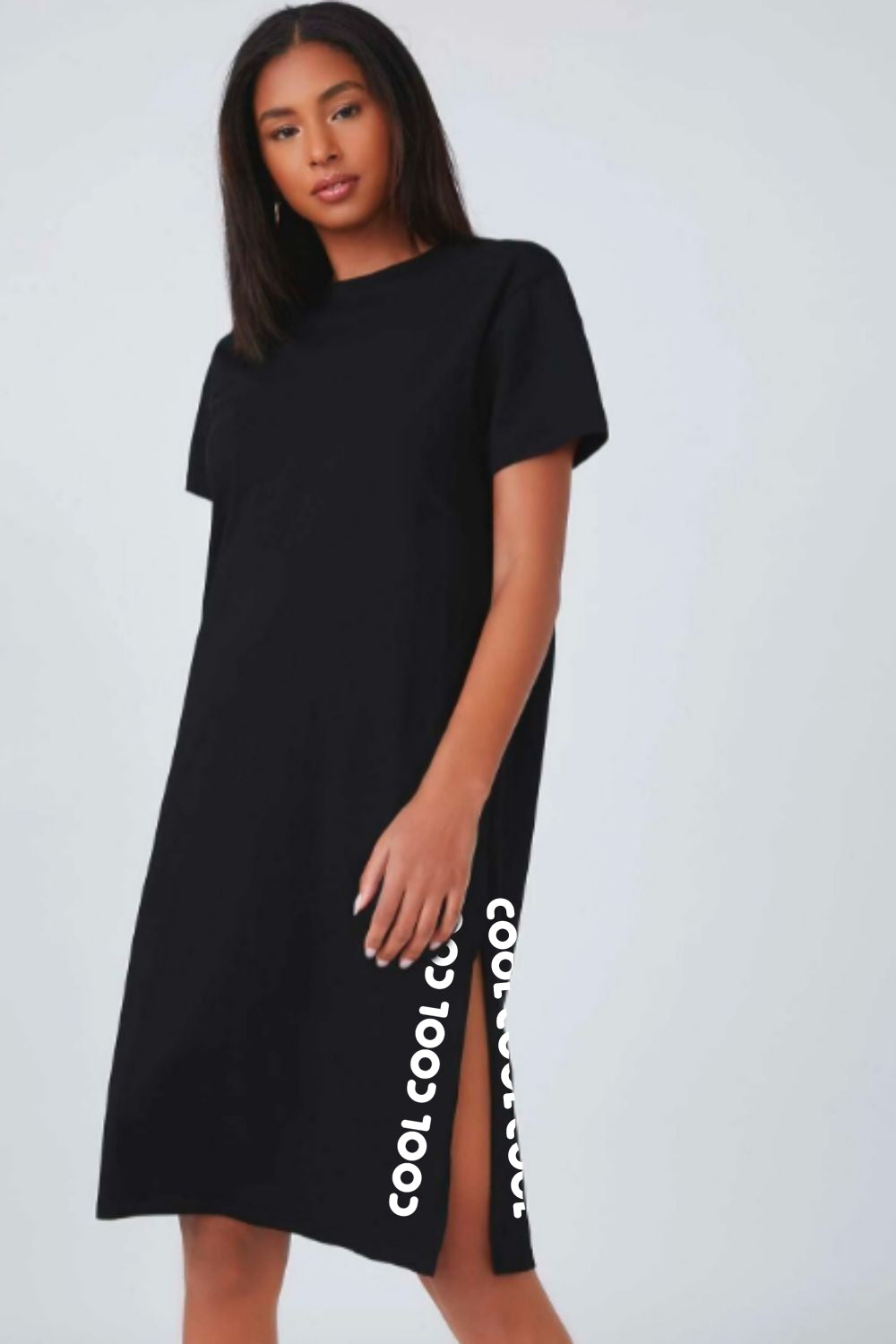 Cool Printed Side Slit T-shirt Dress