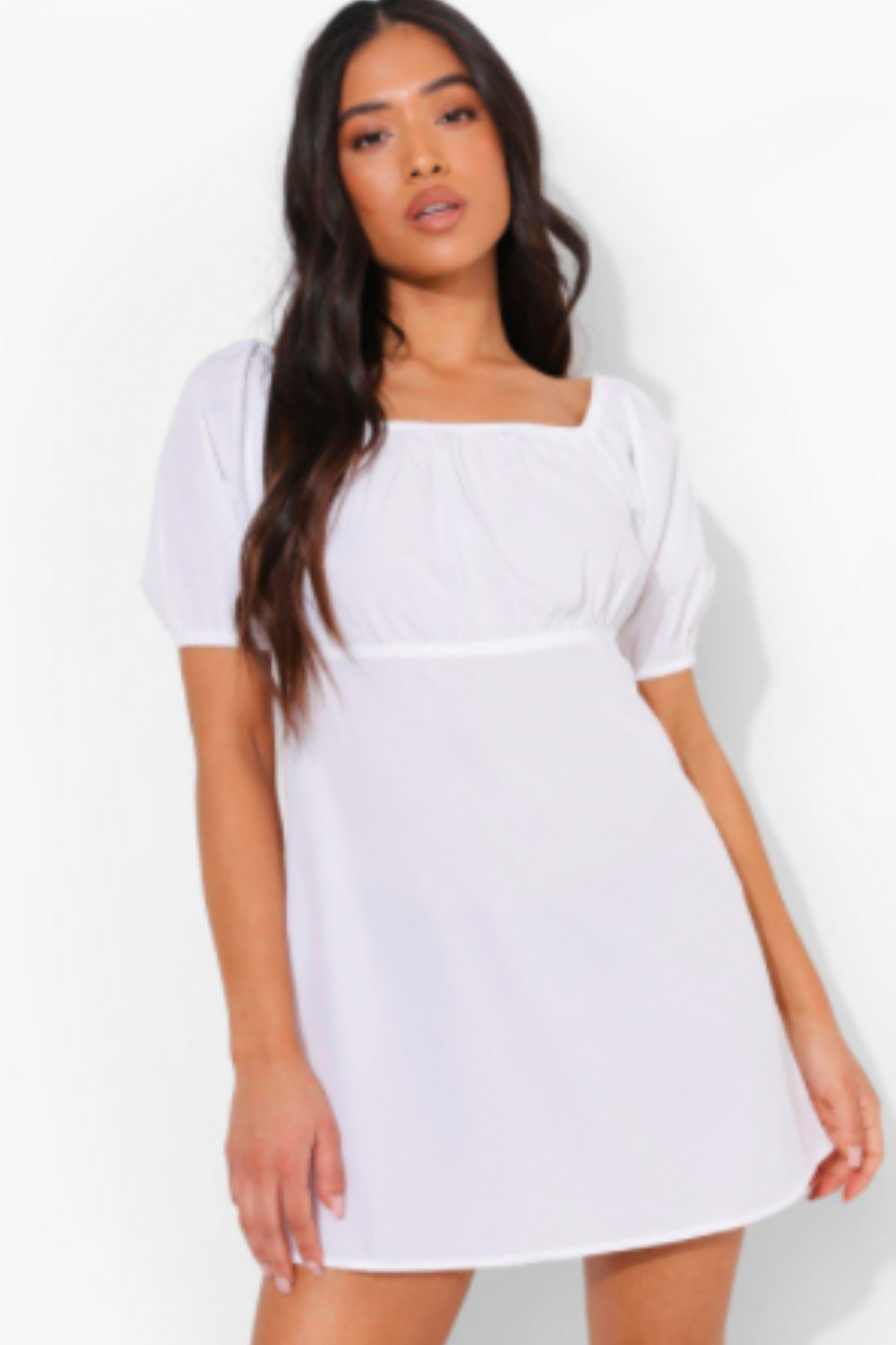Puff Sleeved Square Neck Dress