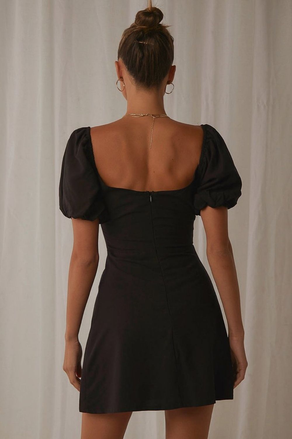 Puff Sleeve Mini Dress Black