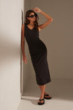 Re_styld black rib strappy midaxi dress