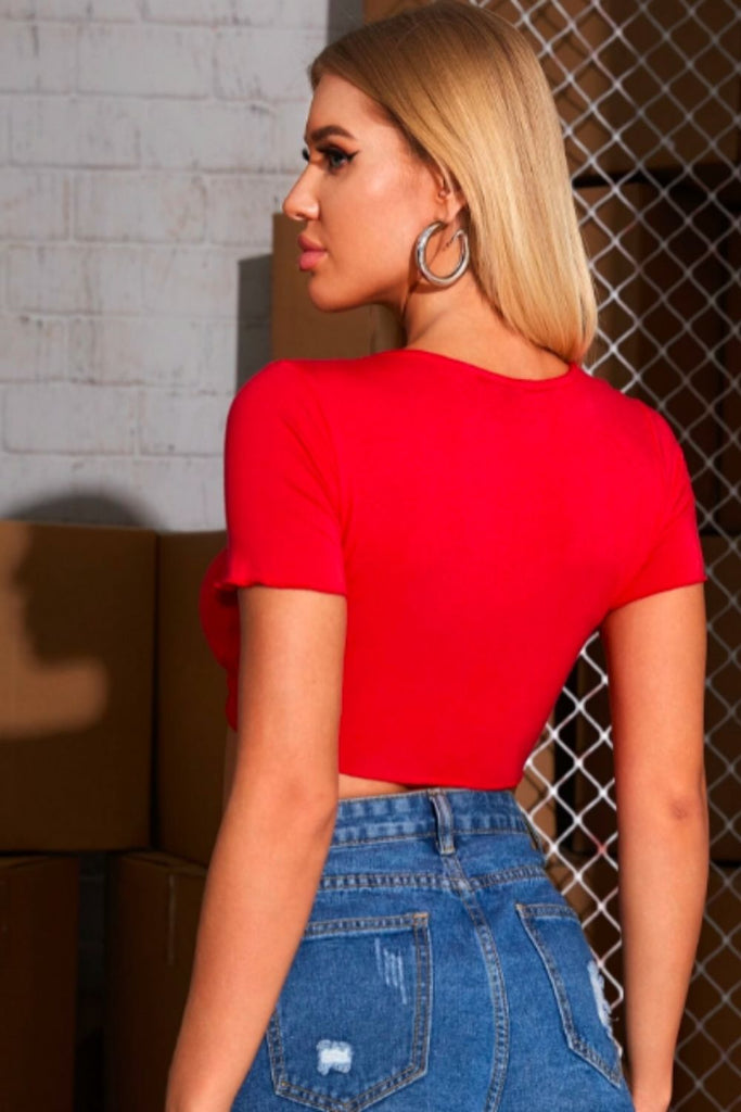 Red Knot Front Crop Top