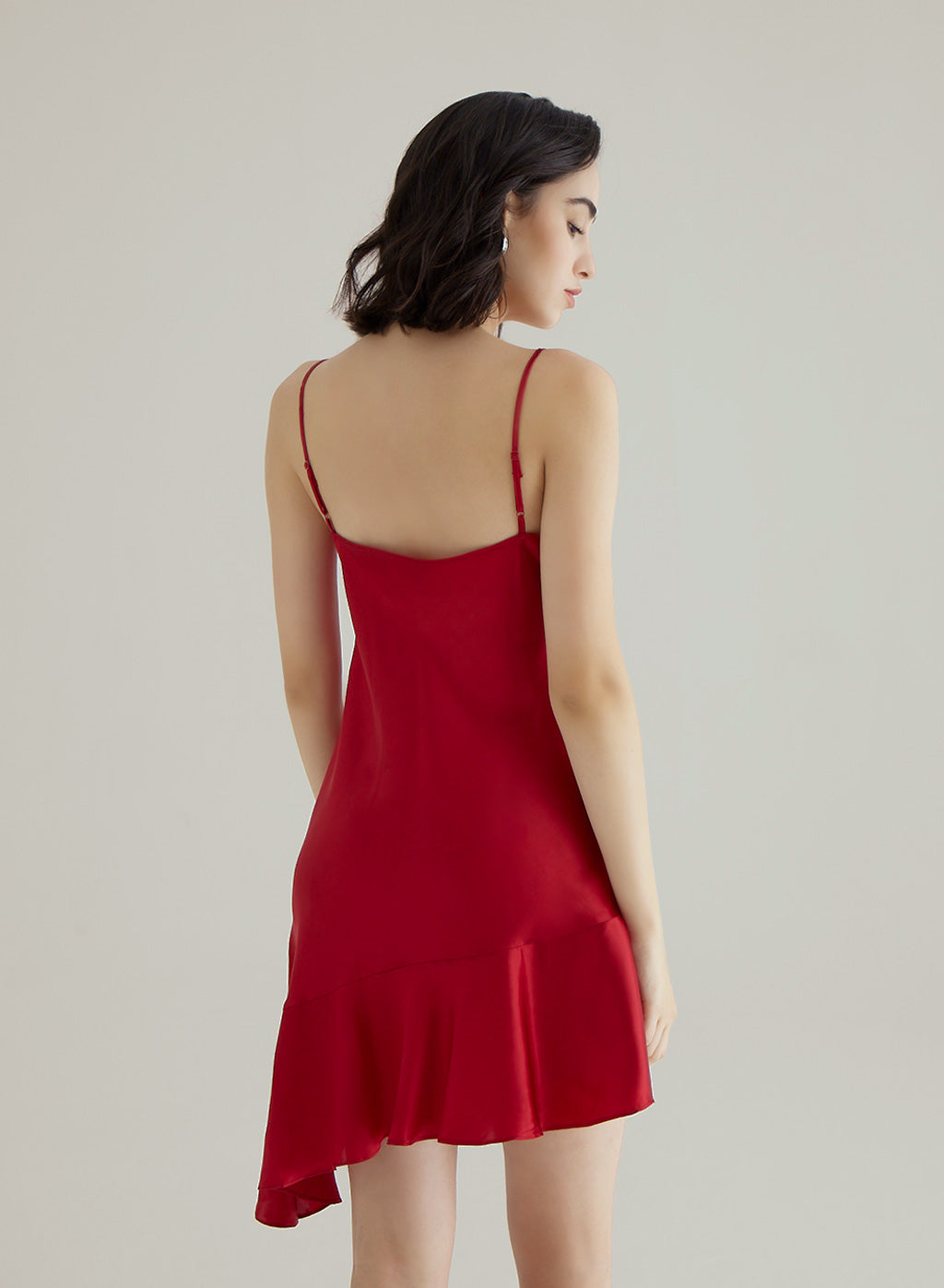 Red Twilight Asymmetric Slip Dress